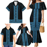 New Zealand Maori Kowhaiwhai Family Matching Mermaid Dress and Hawaiian Shirt Kikorangi Maui and Mangopare LT9 - Polynesian Pride