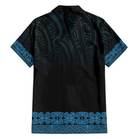 New Zealand Maori Kowhaiwhai Family Matching Off Shoulder Short Dress and Hawaiian Shirt Kikorangi Maui and Mangopare LT9 - Polynesian Pride
