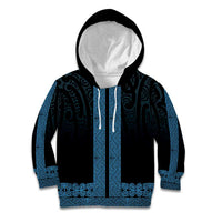 New Zealand Maori Kowhaiwhai Kid Hoodie Kikorangi Maui and Mangopare LT9 Hoodie Blue - Polynesian Pride