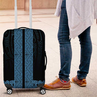 New Zealand Maori Kowhaiwhai Luggage Cover Kikorangi Maui and Mangopare LT9 Blue - Polynesian Pride