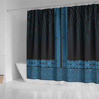 New Zealand Maori Kowhaiwhai Shower Curtain Kikorangi Maui and Mangopare LT9 - Polynesian Pride