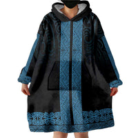 New Zealand Maori Kowhaiwhai Wearable Blanket Hoodie Kikorangi Maui and Mangopare LT9 - Polynesian Pride