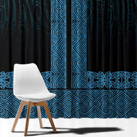 New Zealand Maori Kowhaiwhai Window Curtain Kikorangi Maui and Mangopare