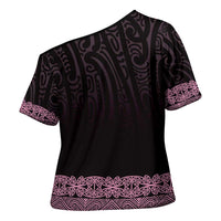 New Zealand Maori Kowhaiwhai Cross Shoulder Shirt Mawhero Maui and Mangopare LT9 - Polynesian Pride