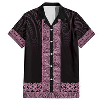 New Zealand Maori Kowhaiwhai Family Matching Long Sleeve Bodycon Dress and Hawaiian Shirt Mawhero Maui and Mangopare LT9 Dad's Shirt - Short Sleeve Pink - Polynesian Pride
