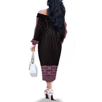 New Zealand Maori Kowhaiwhai Family Matching Off The Shoulder Long Sleeve Dress and Hawaiian Shirt Mawhero Maui and Mangopare LT9 - Polynesian Pride