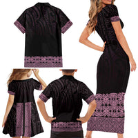 New Zealand Maori Kowhaiwhai Family Matching Short Sleeve Bodycon Dress and Hawaiian Shirt Mawhero Maui and Mangopare LT9 - Polynesian Pride