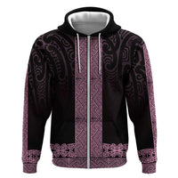 New Zealand Maori Kowhaiwhai Hoodie Mawhero Maui and Mangopare LT9 Zip Hoodie Pink - Polynesian Pride