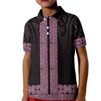 New Zealand Maori Kowhaiwhai Kid Polo Shirt Mawhero Maui and Mangopare LT9 Kid Pink - Polynesian Pride