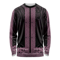 New Zealand Maori Kowhaiwhai Long Sleeve Shirt Mawhero Maui and Mangopare LT9 Unisex Pink - Polynesian Pride