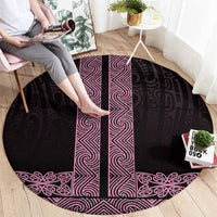 New Zealand Maori Kowhaiwhai Round Carpet Mawhero Maui and Mangopare