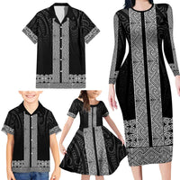 New Zealand Maori Kowhaiwhai Family Matching Long Sleeve Bodycon Dress and Hawaiian Shirt Pango Maui and Mangopare LT9 - Polynesian Pride