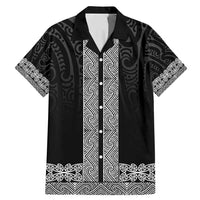 New Zealand Maori Kowhaiwhai Family Matching Mermaid Dress and Hawaiian Shirt Pango Maui and Mangopare LT9 Dad's Shirt - Short Sleeve Black - Polynesian Pride