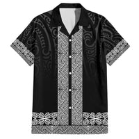 New Zealand Maori Kowhaiwhai Family Matching Off The Shoulder Long Sleeve Dress and Hawaiian Shirt Pango Maui and Mangopare LT9 Dad's Shirt - Short Sleeve Black - Polynesian Pride