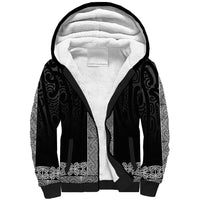 New Zealand Maori Kowhaiwhai Sherpa Hoodie Pango Maui and Mangopare LT9 Unisex Black - Polynesian Pride