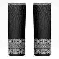 New Zealand Maori Kowhaiwhai Skinny Tumbler Pango Maui and Mangopare LT9 Black - Polynesian Pride