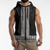 New Zealand Maori Kowhaiwhai Sleeveless Zip Hoodie Pango Maui and Mangopare LT9 - Polynesian Pride