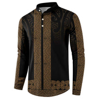 New Zealand Maori Kowhaiwhai Button Sweatshirt Parauri Maui and Mangopare
