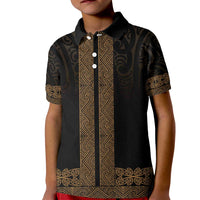 New Zealand Maori Kowhaiwhai Kid Polo Shirt Parauri Maui and Mangopare LT9 Kid Brown - Polynesian Pride