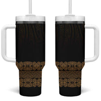 New Zealand Maori Kowhaiwhai Tumbler With Handle Parauri Maui and Mangopare