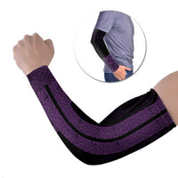 New Zealand Maori Kowhaiwhai Arm Sleeves Waiporoporo Maui and Mangopare LT9 Set of 2 Purple - Polynesian Pride