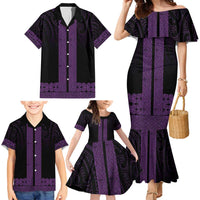 New Zealand Maori Kowhaiwhai Family Matching Mermaid Dress and Hawaiian Shirt Waiporoporo Maui and Mangopare LT9 - Polynesian Pride