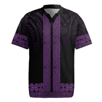 New Zealand Maori Kowhaiwhai Rugby Jersey Waiporoporo Maui and Mangopare LT9 Purple - Polynesian Pride