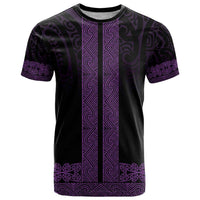 New Zealand Maori Kowhaiwhai T Shirt Waiporoporo Maui and Mangopare LT9 Purple - Polynesian Pride