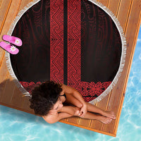New Zealand Maori Kowhaiwhai Beach Blanket Whero Maui and Mangopare