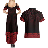 New Zealand Maori Kowhaiwhai Couples Matching Summer Maxi Dress and Hawaiian Shirt Whero Maui and Mangopare LT9 - Polynesian Pride