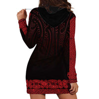 New Zealand Maori Kowhaiwhai Hoodie Dress Whero Maui and Mangopare