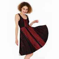 New Zealand Maori Kowhaiwhai Midi Dress Whero Maui and Mangopare - Polynesian Pride