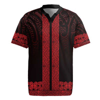 New Zealand Maori Kowhaiwhai Rugby Jersey Whero Maui and Mangopare LT9 Red - Polynesian Pride