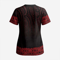 New Zealand Maori Kowhaiwhai Scrub Top Whero Maui and Mangopare - Polynesian Pride