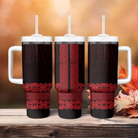 New Zealand Maori Kowhaiwhai Tumbler With Handle Whero Maui and Mangopare LT9 - Polynesian Pride