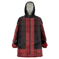 New Zealand Maori Kowhaiwhai Wearable Blanket Hoodie Whero Maui and Mangopare LT9 One Size Red - Polynesian Pride