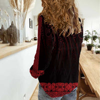 New Zealand Maori Kowhaiwhai Women Casual Shirt Whero Maui and Mangopare LT9 - Polynesian Pride