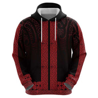 New Zealand Maori Kowhaiwhai Zip Hoodie Whero Maui and Mangopare LT9 - Polynesian Pride