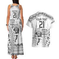 Custom Fiji Black Fern Couples Matching Tank Maxi Dress and Hawaiian Shirt Maori Warroir with Fijian Masi Pattern LT9 - Polynesian Pride