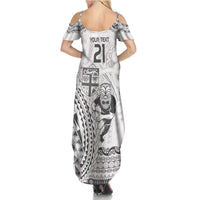Custom Fiji Black Fern Family Matching Summer Maxi Dress and Hawaiian Shirt Maori Warroir with Fijian Masi Pattern