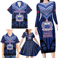 Custom Manu Samoa Sevens Rugby Family Matching Long Sleeve Bodycon Dress and Hawaiian Shirt Samoan Tribal Tattoo LT9 - Polynesian Pride