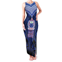 Custom Manu Samoa Sevens Rugby Family Matching Tank Maxi Dress and Hawaiian Shirt Samoan Tribal Tattoo LT9 Mom's Dress Blue - Polynesian Pride