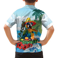 Funny Parrot Margarita Five O'clock Somewhere Family Matching Long Sleeve Bodycon Dress and Hawaiian Shirt