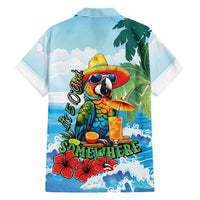 Funny Parrot Margarita Five O'clock Somewhere Family Matching Mermaid Dress and Hawaiian Shirt LT9 Dad's Shirt - Long Sleeve Blue - Polynesian Pride