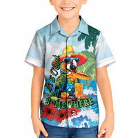 Funny Parrot Margarita Five O'clock Somewhere Kid Hawaiian Shirt LT9 Kid Blue - Polynesian Pride