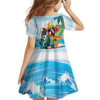 Funny Parrot Margarita Five O'clock Somewhere Kid Short Sleeve Dress LT9 - Polynesian Pride
