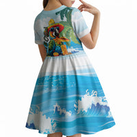 Funny Parrot Margarita Five O'clock Somewhere Kid Short Sleeve Dress LT9 - Polynesian Pride