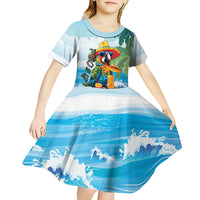 Funny Parrot Margarita Five O'clock Somewhere Kid Short Sleeve Dress LT9 - Polynesian Pride