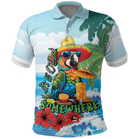 Funny Parrot Margarita Five O'clock Somewhere Polo Shirt LT9 Blue - Polynesian Pride