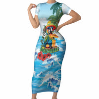 Funny Parrot Margarita Five O'clock Somewhere Short Sleeve Bodycon Dress LT9 Long Dress Blue - Polynesian Pride